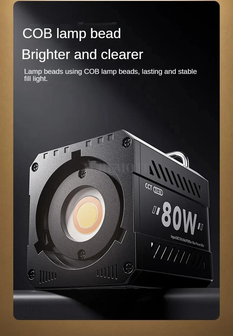 Description Picture 6 of item80W COB Video Dimmable Light 2500-6500K Photographic LED Light for Photo Studio Film Camera Shooting Livstreaming