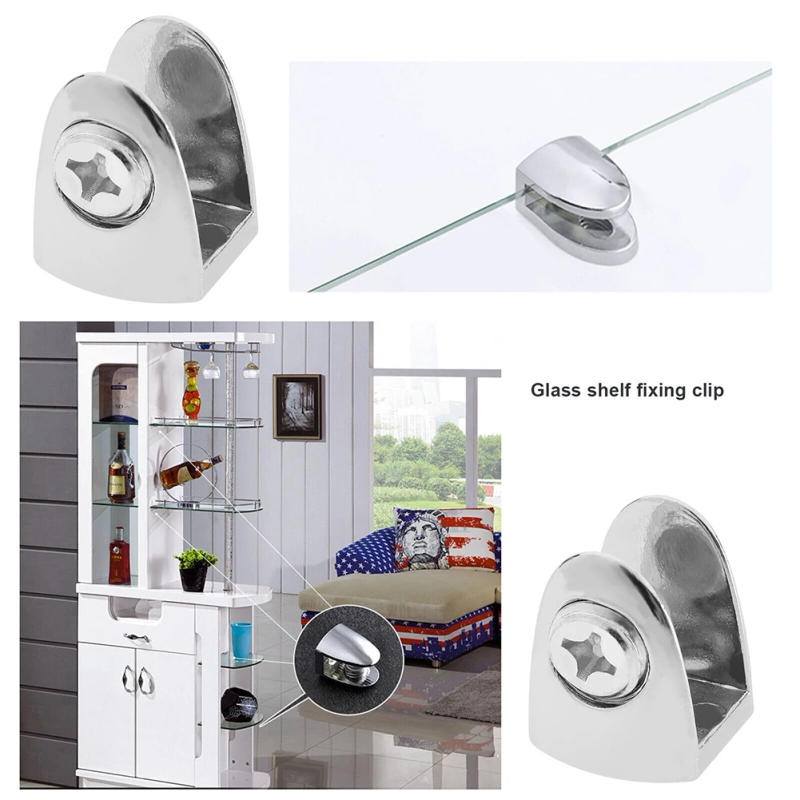 Description Picture 6 of itemGlass Clamp Glass Shelf Supports Display Cabinet Bookshelf Fasteners Glass Support Bracket Nails Brackets Pantry Shelving