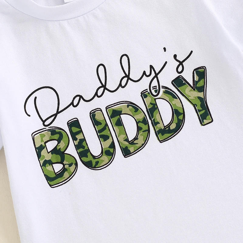 Description Picture 6 of itemBaby Boys Shorts Set Short Sleeve Letters Print T-shirt with Camouflage Shorts Summer Outfit