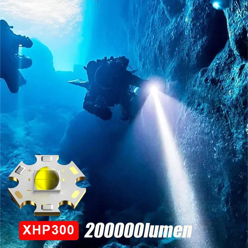 Description Picture 5 of itemSuper Bright Diving Flashlight Professional Underwater Diving Torch Powerful XHP300 Spotlight IP8 Waterproof Scuba Diving Light