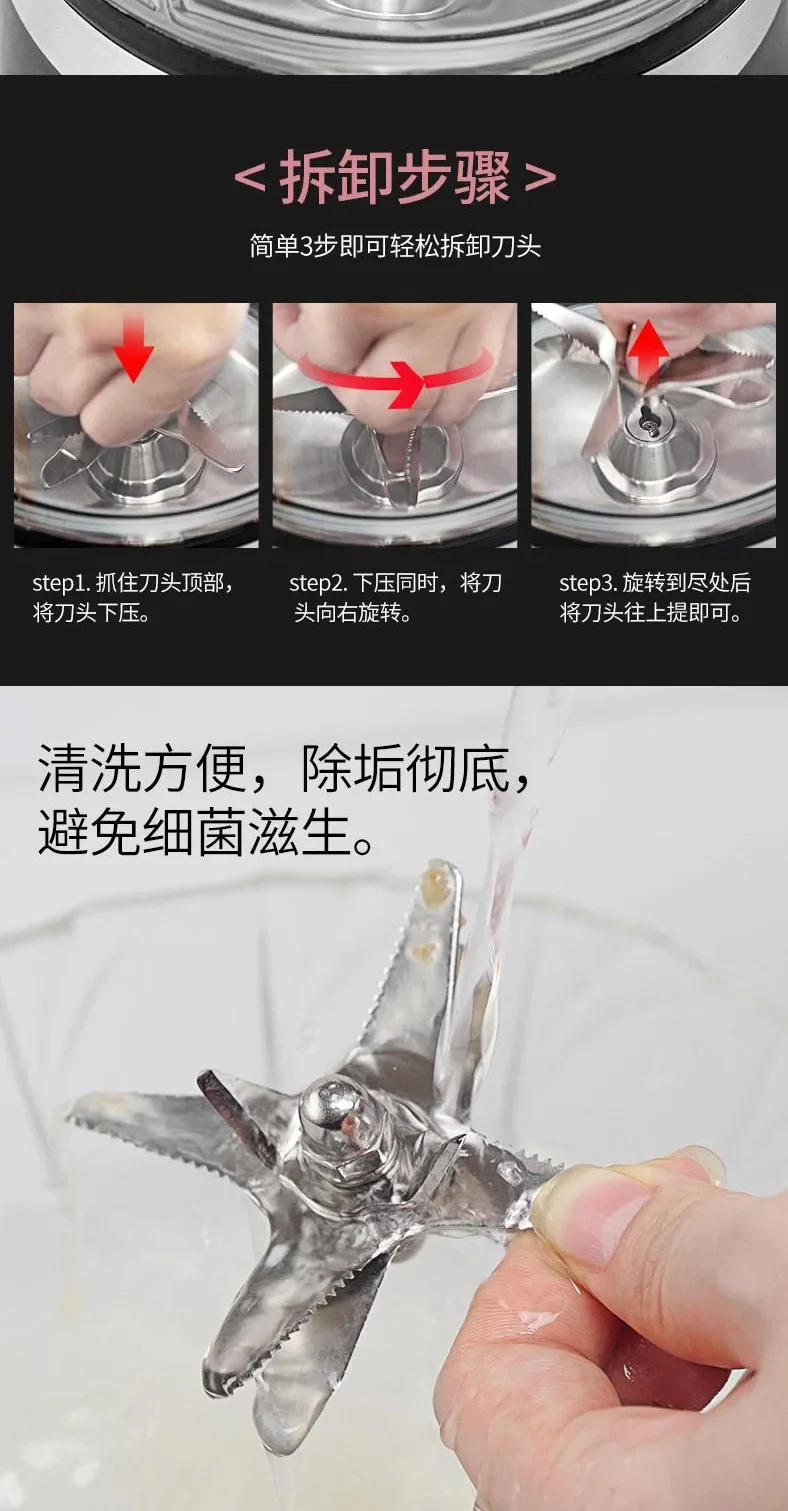 Description Picture 5 of itemElectric Blender Machines Cooking Multifunction Food Processor Juice Extractors Machine Kitchen Heated Mixer Heating 110V 220V