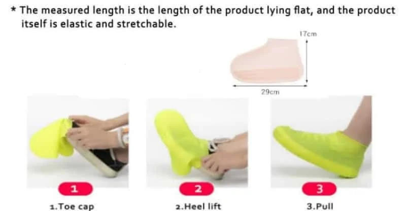 Description Picture 3 of item1 Pair Rubber Rain Boot Overshoes For Outdoor Use, Silicone Waterproof Shoe Covers, Rainy Day Shoe Cover, Reusable Non-Slip Rain