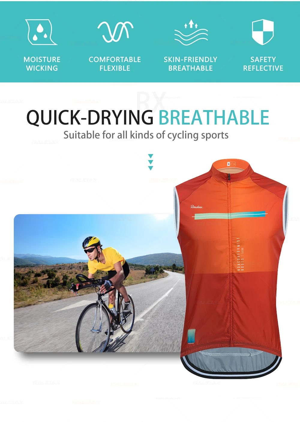 Description Picture 3 of itemMen Raudax Sleeveless Cycling Vest Mesh Ciclismo Lets Gobik Undershirt Jersey Windproof Cycling Clothing Gilet Motorcycle Vest