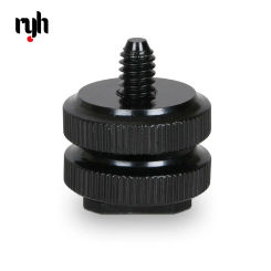 1/4" 3/8 inch Dual Nuts Tripod Mount Screw Black To Flash Hot Shoe Adapter For Camera Studio Accessory