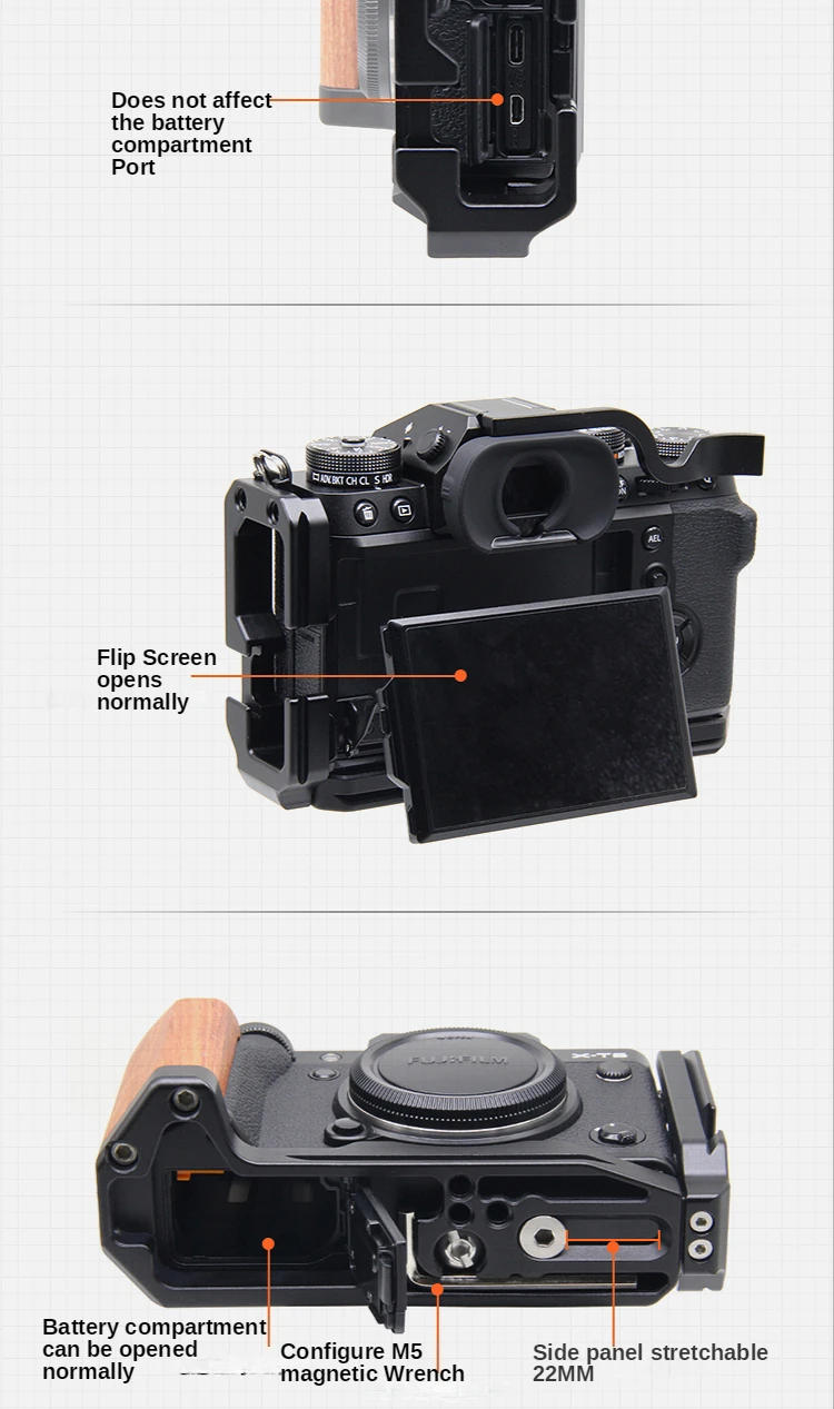 Description Picture 6 of itemM-REMOTE  fujifilm XT5 Quick Release L Plate Bracket Holder Hand Grip for FUJI XT5 grip  Camera for Arca Swiss Tripod Head