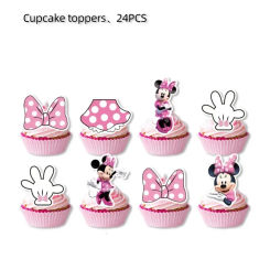 Disney Birthday Party Decoration Mickey Mouse Theme Pink Minnie Disposable Tableware