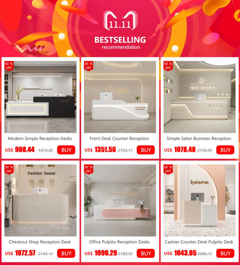 Description Picture 2 of itemModern Simple Reception Desks Standing Spa Checkout Cashier Simple Office Luxury Business Mobile Empfangstheke Home Furniture
