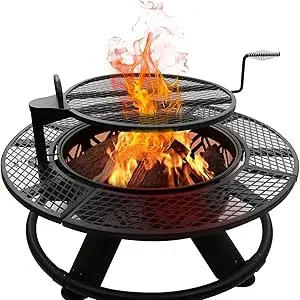Description Picture 5 of itemRed Mountain Valley 47" Fire Pit with Adjustable Grill, Outdoor Fireplaces, Large Wood Burning Patio Fire Pits for Outside,Black