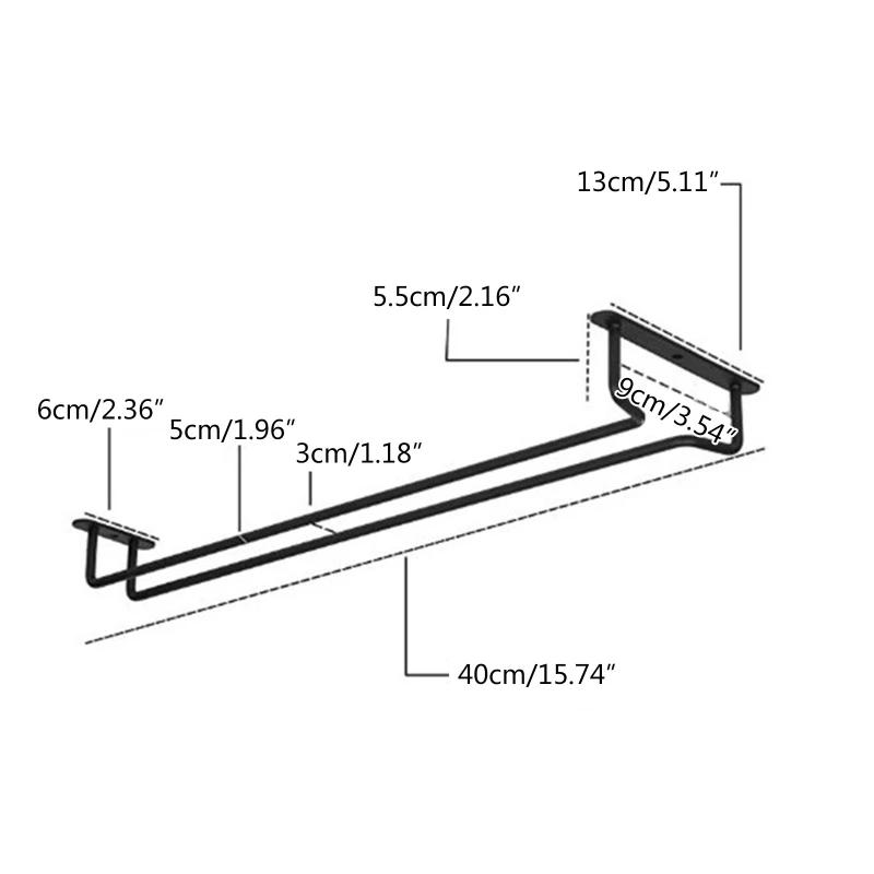 Description Picture 6 of itemLarge Stemware Wine Glass Hanger Rack Under Cabinet Kitchen Bar Storage Black 87HA