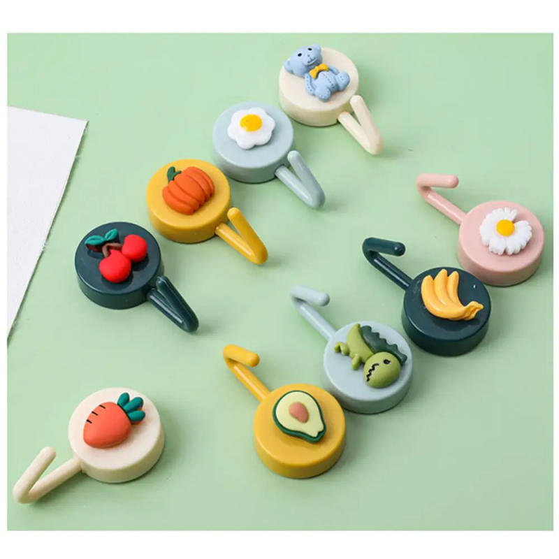 Description Picture 2 of item1/2/4PCS Cute Cartoon Strong Hook Self Adhesive Door Wall Hangers Storage Rack Key Holder Towel Hooks Home Organization Home