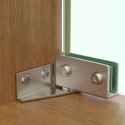 2PCS Zinc Alloy Glass Door Hinge Side Mounted Furniture Cabinet Door Hinge Self-closing No Drilling Frameless Clamp