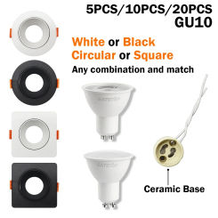 5/10/20pcs Hight Lumen 5W Ceiling Spotlights Downlight ceramic GU10 base Angle Adjustable Rotating AC220V 120V Indoor Lighting