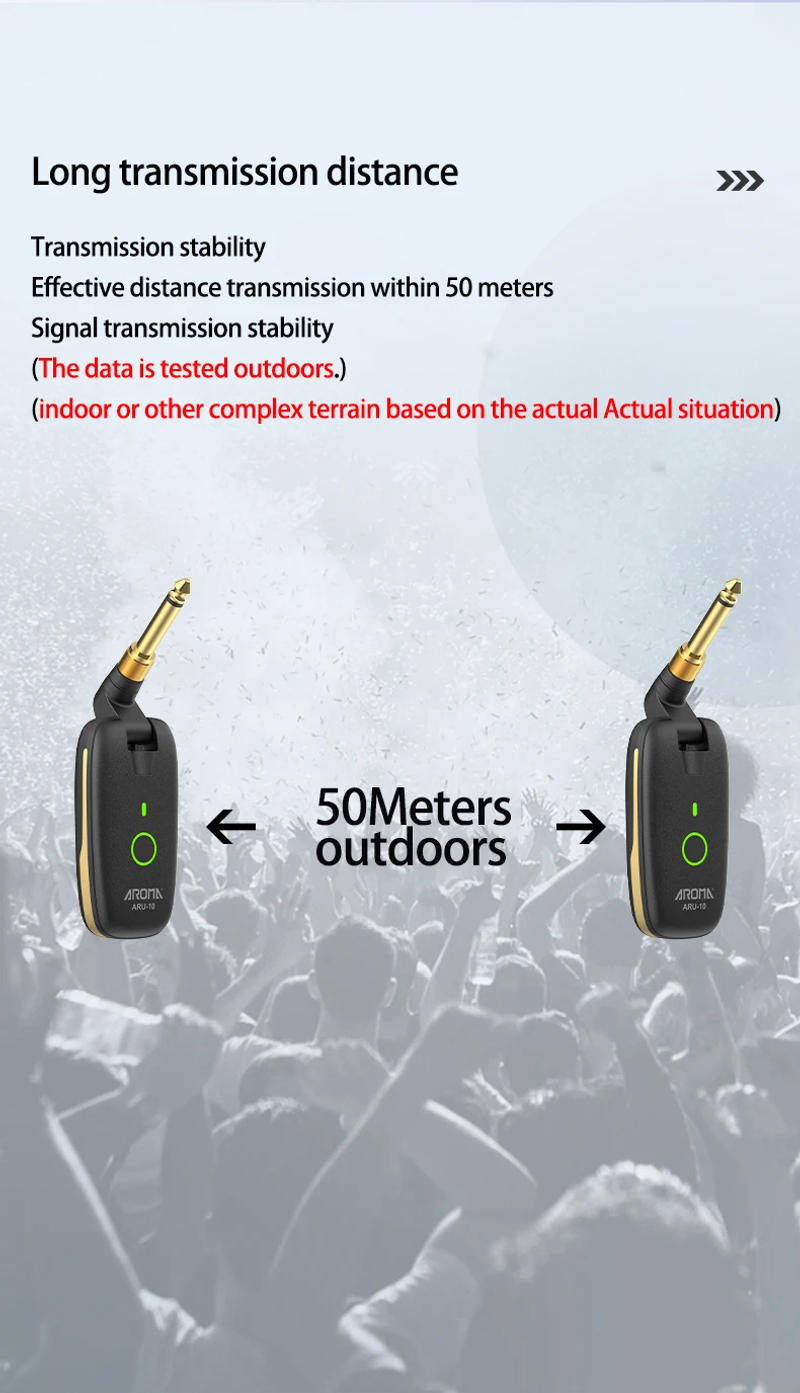 Description Picture 6 of itemAROMA UHF Wireless Guitar System Guitar Transmitter Receiver For Electric Guitar Bass Wireless Transmitter Built-In Rechargeable