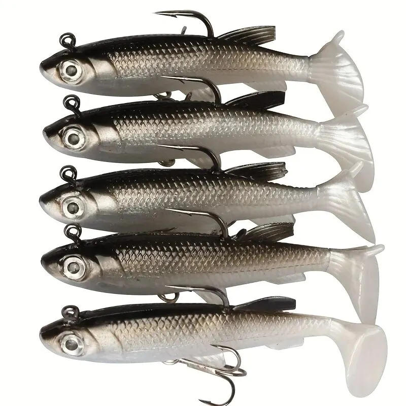 Description Picture 4 of itemFishing Lures 5Pcs Pre-Rigged Jig Head Paddle Tail Soft Plastic Swimbaits for Bass Trout Walleye Crappie Saltwater Freshwater