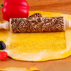 1pc 13.7in Wooden Butterfly Embossed Rolling Pin For Kitchen Pastry Baking Tools Tree Vine Deep Engraving Cookies Stamp Tool