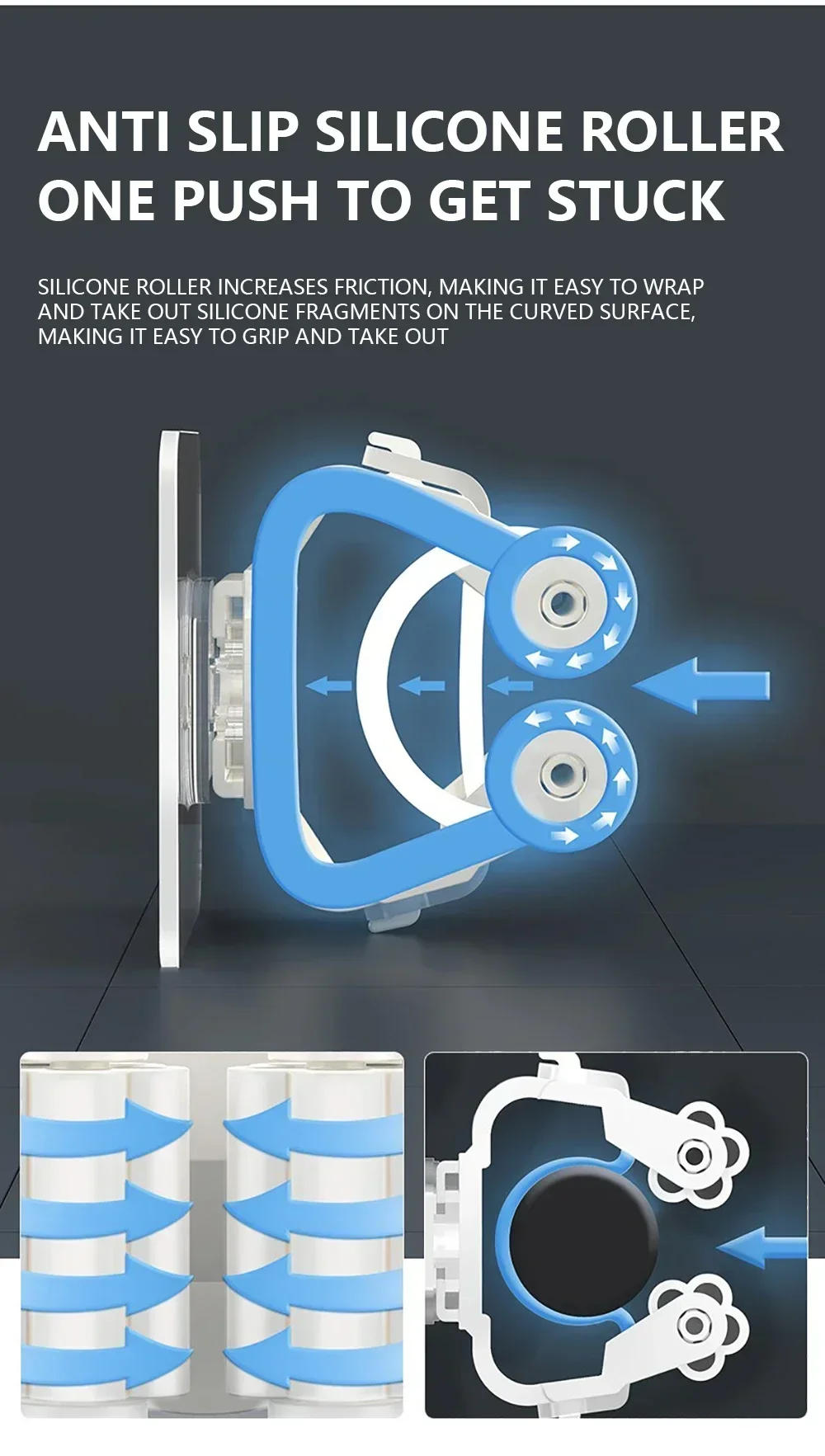 Description Picture 5 of itemMop Holder Self-adhesive Broom Stand Wall Mounted Mop Support Sweeping Brush Hook Storage Organizer Bathroom Kitchen Accessories