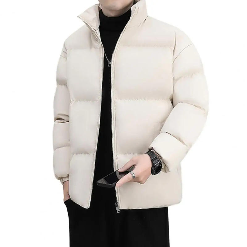 Description Picture 3 of itemCotton Jacket Men Cotton Coat Men's Thickened Padded Cotton Coat with Stand Collar Heat Retention Windproof Outdoor Down Jacket
