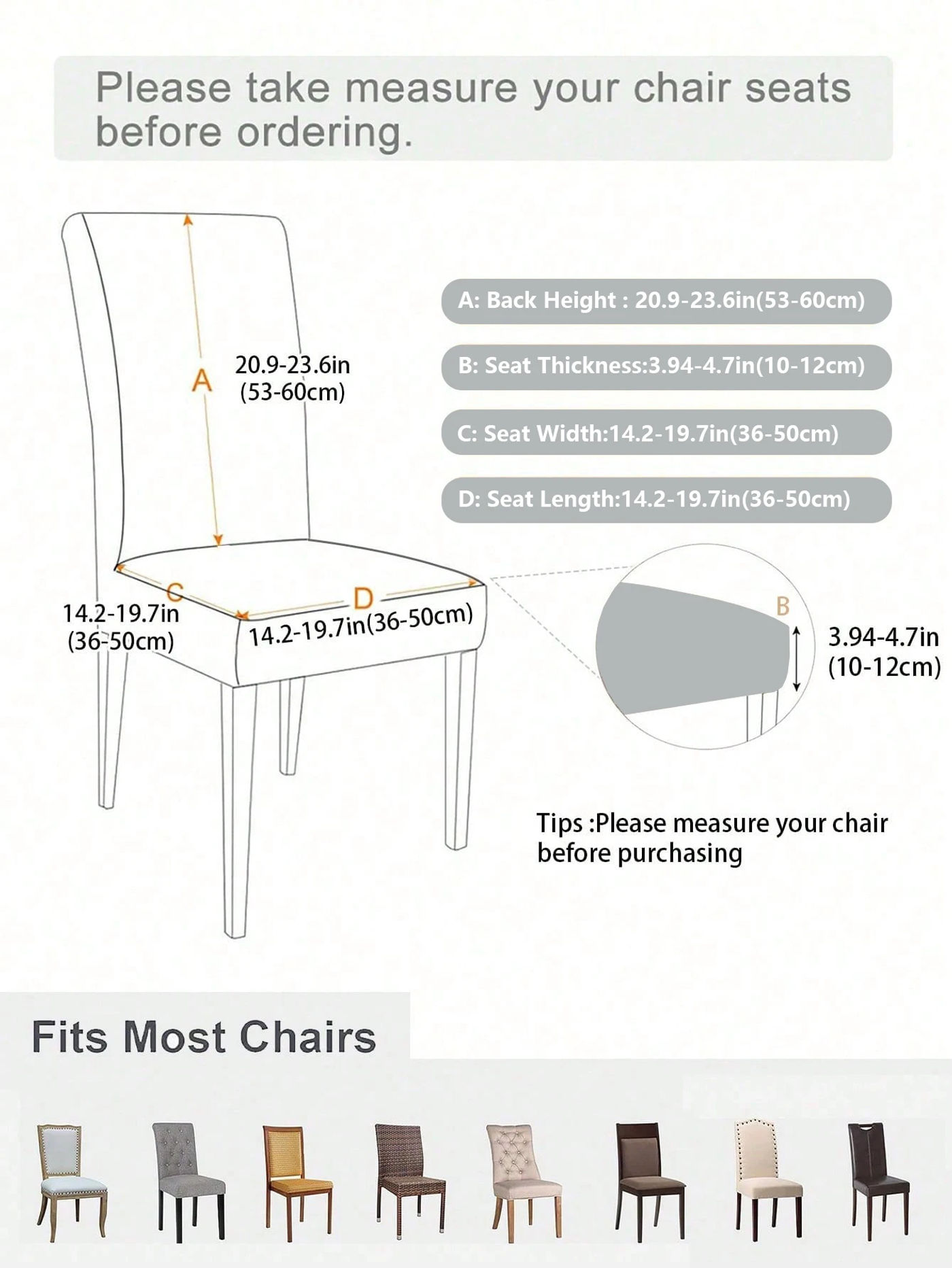 Description Picture 3 of itemModern minimalist high-elasticity polyester dust-proof and stain-resistant chair covers for living room, dining room and bedroom