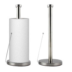 Kitchen Roll Holder with Round Base Standing Toilet Paper Holder Stainless Steel Roll Paper Towel Rack for Home Kitchen