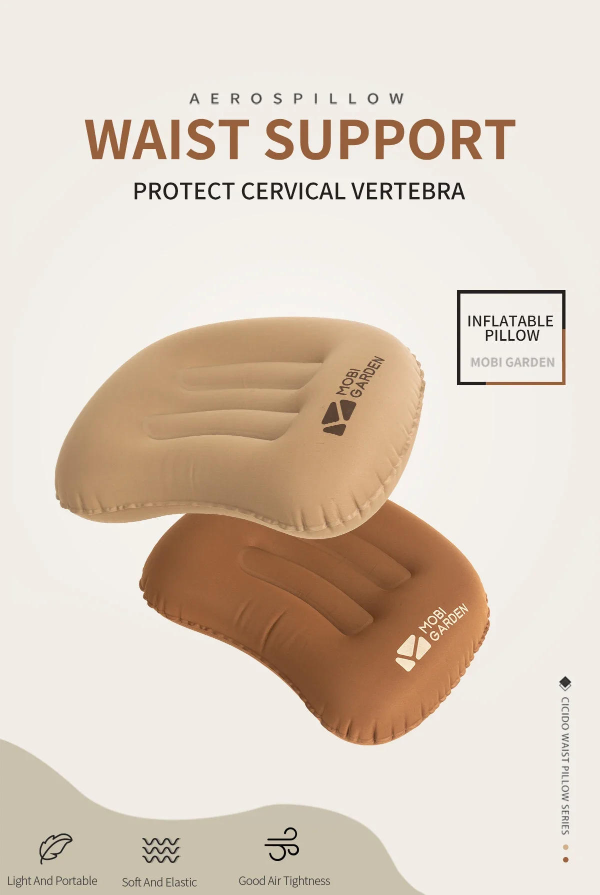 Description Picture 2 of itemMOBI GARDEN Outdoor Ultralight Camping Air Inflatable Pillow Portable Neck Lightweight Travel Pillow Novelty Camping Supplies