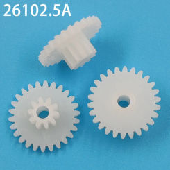 26102.5A 0.5M Dual Gear 14mm Diameter 26T+ 10 Teeth POM Plastic Pinion 2.5mm Motor Shaft Toy Parts Wheels