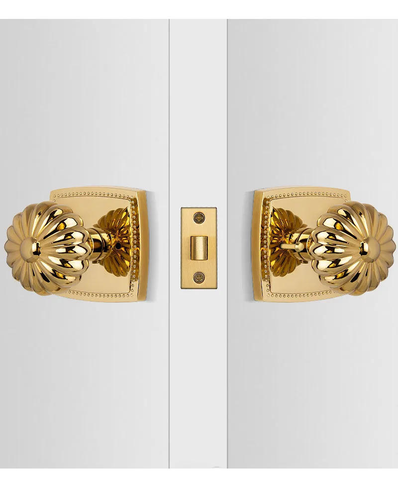 Description Picture 4 of itemLight Luxury Gold Bathroom Door Lock Pumpkin Ball Handle Keyless Lockset Indoor Door Handle Silent Security Locks Home Hardware