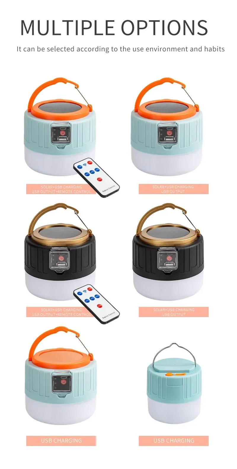 Description Picture 4 of itemOutdoor Solar LED Camping Lights USB Rechargeable Tent Portable Lanterns Emergency Lights For Fishing Barbecue Camping Lighting