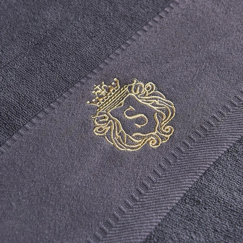 Description Picture 4 of item2pcs Set Bathroom Towels 70x140cm 35x75cm Embroidered Cotton Bath Face Towel Sets Personalized Men Women Gift Grey Sport Towels
