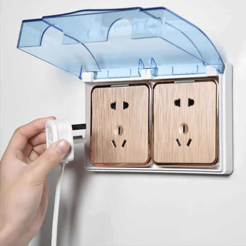 Description Picture 4 of item86 Type Dual Socket Waterproof Power Outlet Protector Bathroom Shower Transparent Electric Switch Plug Cover Safety Splash Box