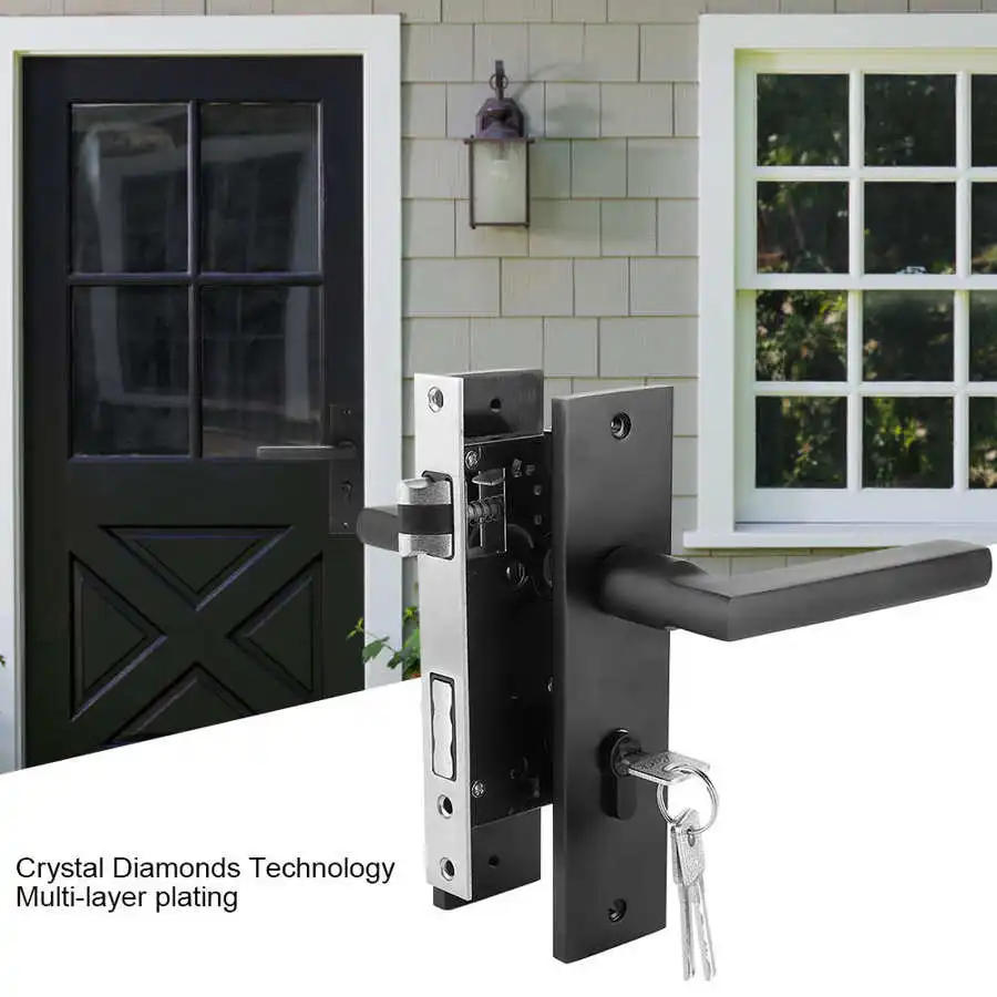 Description Picture 2 of itemAluminum Door Handle Lock European Style Bedroom Interior Door Lock set with Keys Screw Home Security Accessories Lock Security