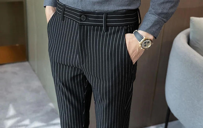 Description Picture 3 of itemTressed Man Suits Pants White Straight Slim Fit Trousers for Men Thin Casual Designer Clothes Work Wear Classic Spring New In Up