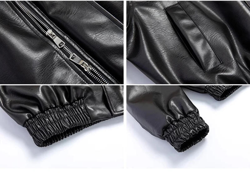 Description Picture 5 of itemMauroicardi Spring Autumn Cool Oversized Short Black Soft Pu Leather Jacket Men Zipper Luxury Designer American Vintage Clothes