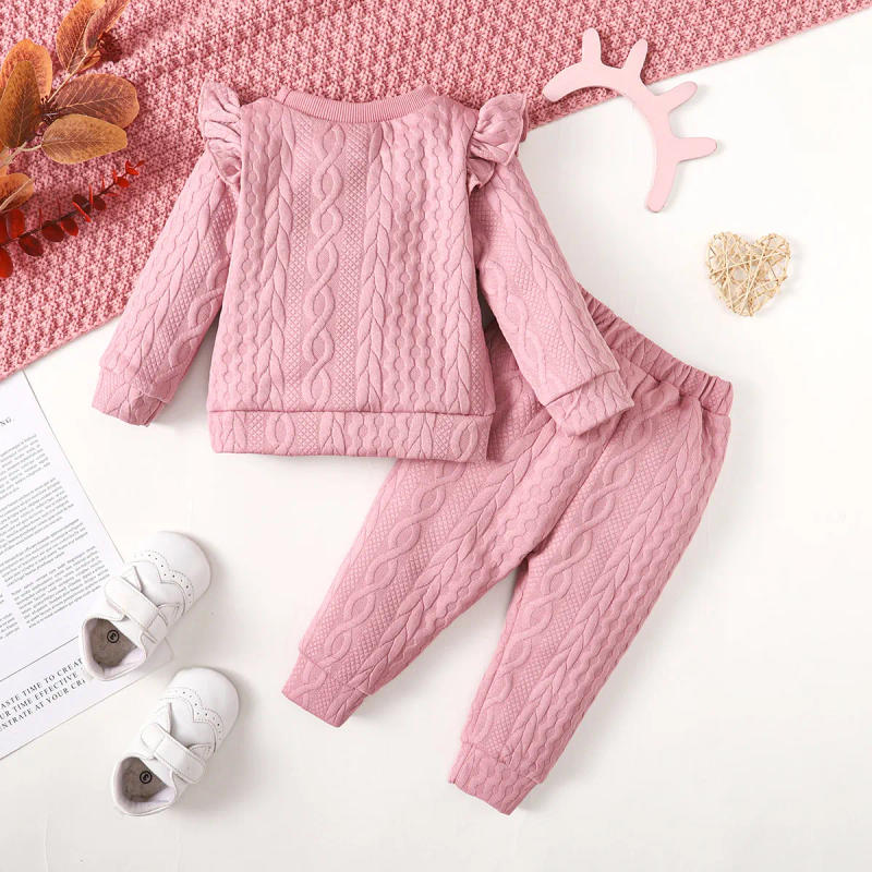Description Picture 3 of item0-24 Months Baby Girl Set Solid Color Twist bar Tops+Long Pants 2pc/Set Baby Girl Spring  Autumn Fashion Set Toddlers' Clothing