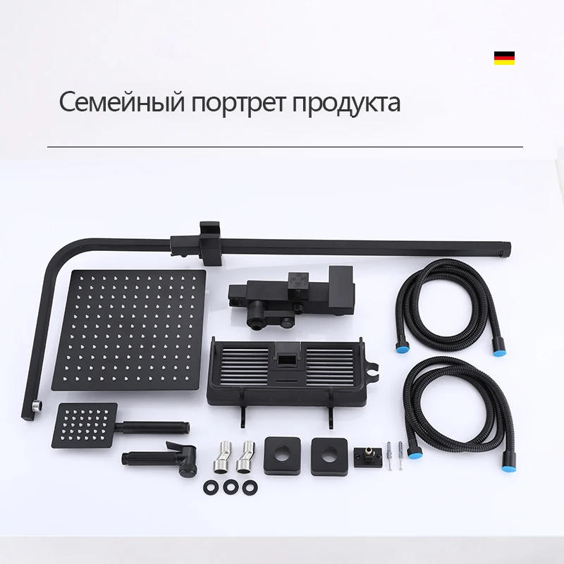 Description Picture 6 of itemBrass Black  Shower Faucet  Column Wall -mounted Shower System Rainfall Shower Set Bathroom Faucet Modern Showers  for Bathroom