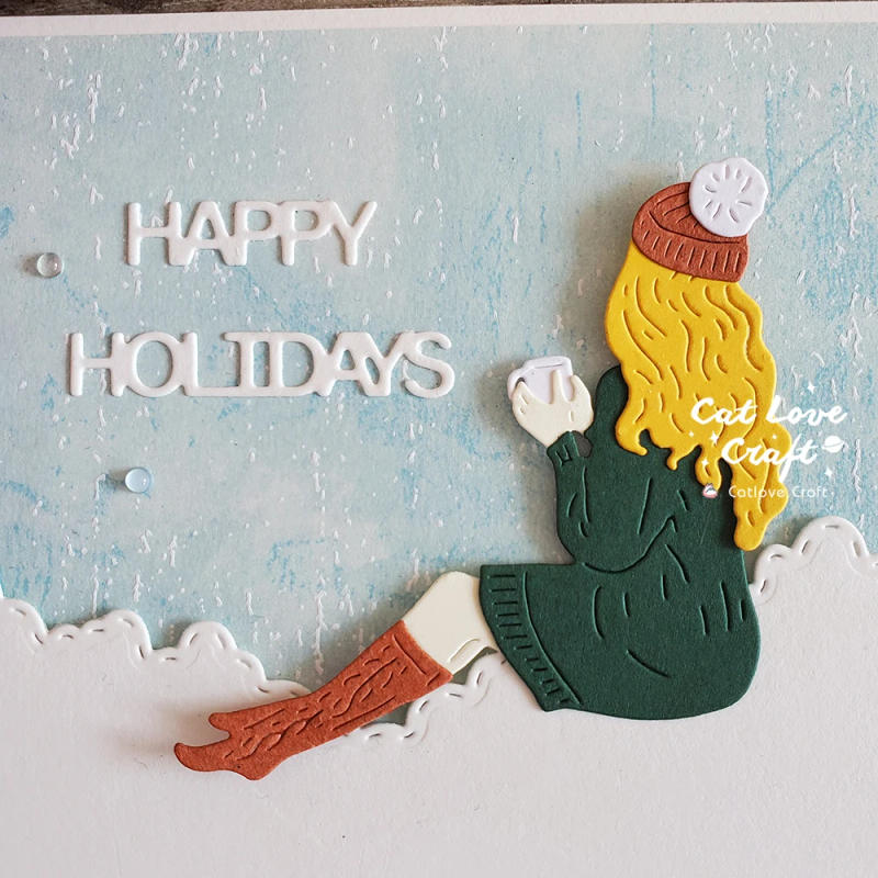 Description Picture 4 of itemCatlove Winter Sweater Silhouette Metal Cutting Dies Scrapbooking Mold Stencil Die Cuts Card Making DIY Craft Embossing New Dies