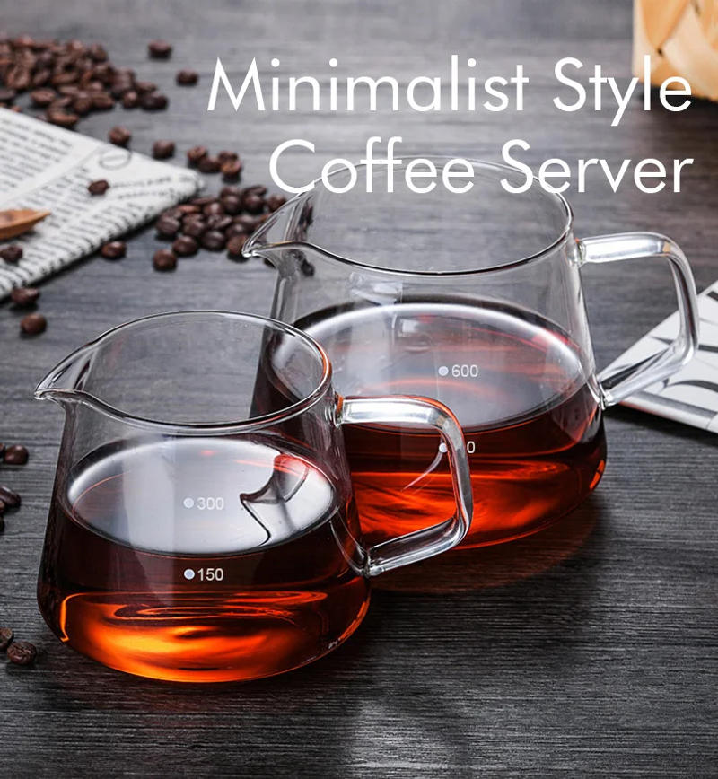 Description Picture 2 of itemGlass Pour Over Coffee Server with Dot Scale Brewed Coffee Sharing Pot 300ml 600ml Heat Resistant Hand Made Drip Coffee Pot