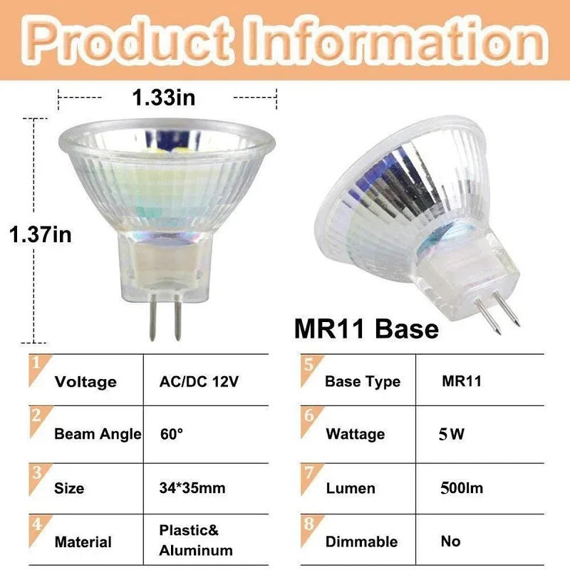 Description Picture 5 of itemLED MR11 Bulbs GU4 LED Lamp 5W LED Bulb Halogen Bulbs Spotlight 12V DC/AC for Home Lighting