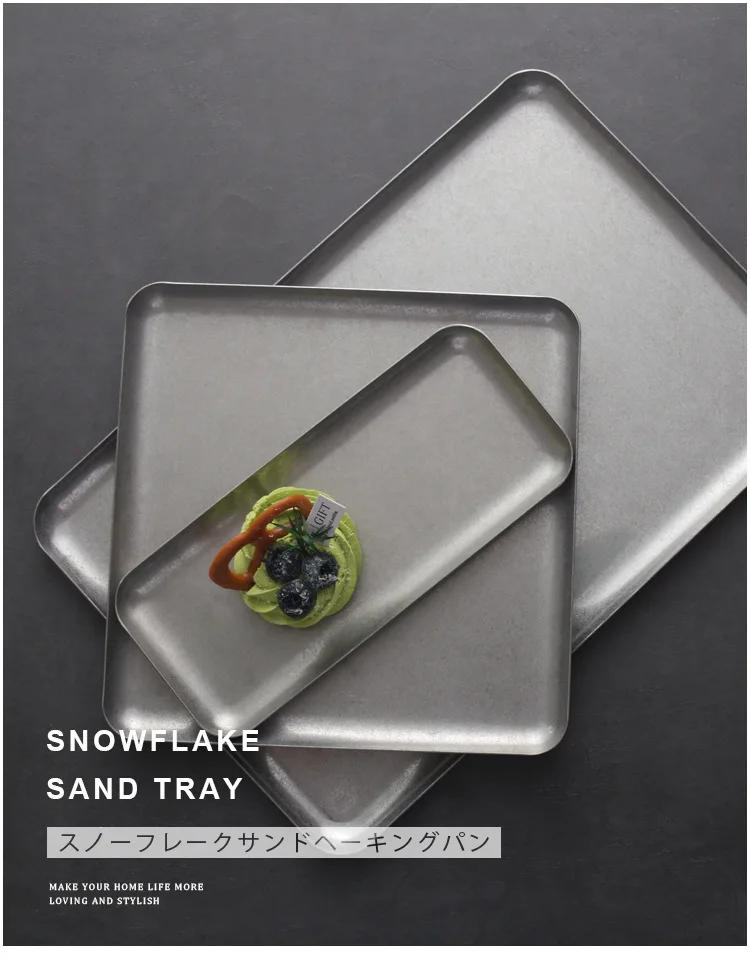 Description Picture 2 of itemRectangle Stainless Steel Tray Buffet Presentation Tray Metal Food Serving Plate Home Storage & Organization Snack Dish