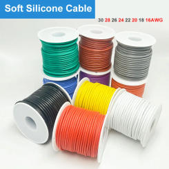 Soft Silicone Connection Cable 16AWG 18AWG 20 22 24 26 28AWG 30AWG 0.08mm Tinned Copper Wire For DIY, Automotive, Power Wiring