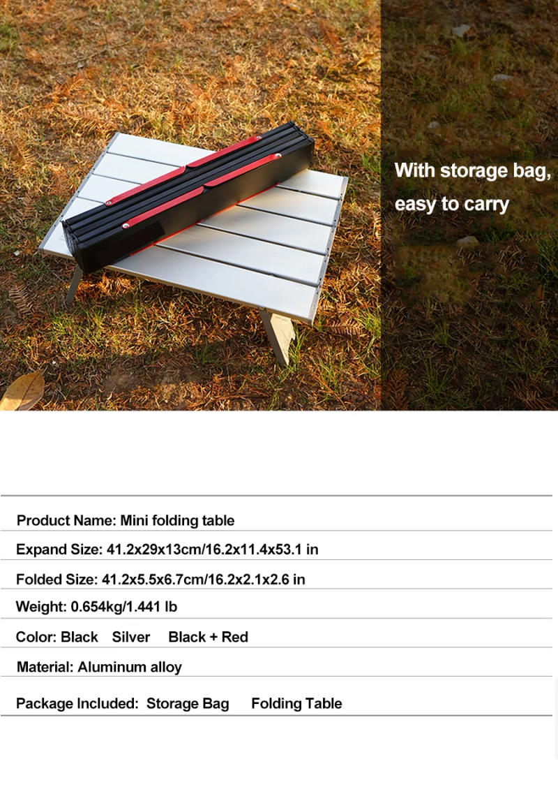 Description Picture 3 of itemHooRu Folding Picnic Table Mini Lightweight Backpacking Portable Outdoor Tables for Beach Garden Camping Fishing Hiking Desk