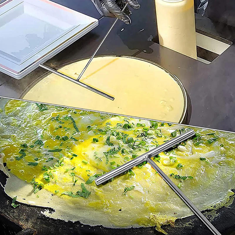 Description Picture 6 of itemCrepe Spatula Spreader Pancake T Maker Tool Turner Set Utensils Scraper Cake Shape Rake Pan Metal Making Kit Stick Icing Brownie