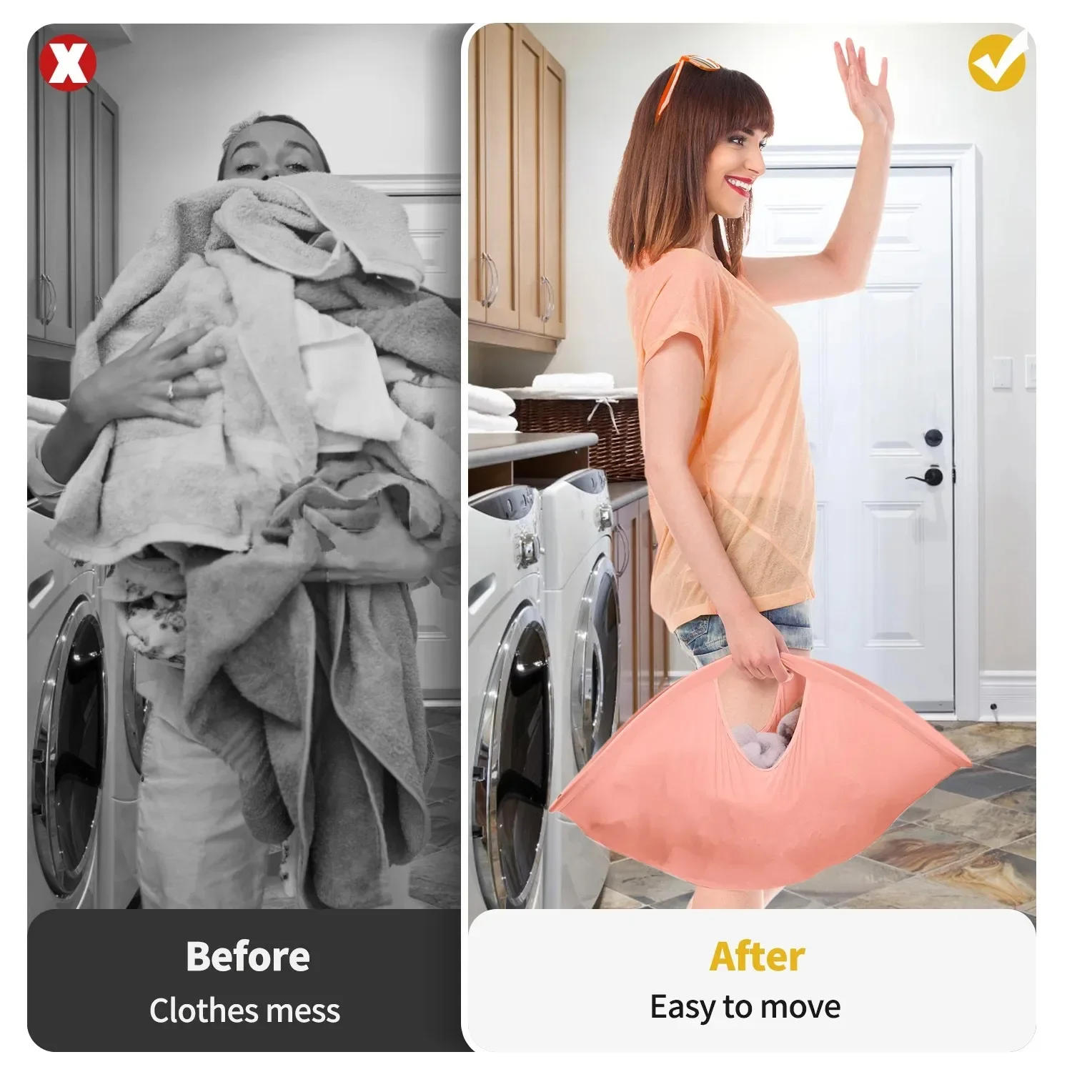 Description Picture 5 of item26-inch Space Saving Organizer Laundry Storage Basket Foldable Pop-up Basket Dirty Clothes Bag Portable Container Home