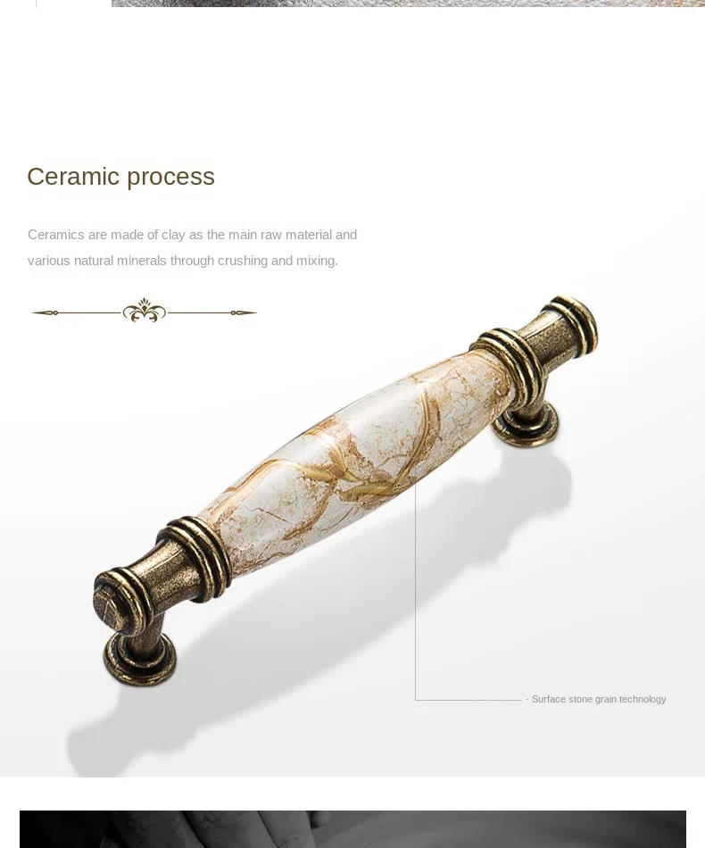 Description Picture 4 of itemMarble Series Ceramic Cabinet Handles Zinc Alloy Cabinet Pulls Drawer Knobs Wardrobe Door Handles Furniture Handle