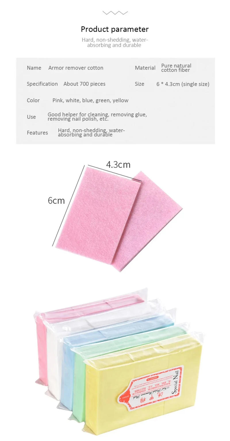 Description Picture 6 of item400Pcs/630Pcs/550Pcs/1000Pcs Nail Cotton Pads Cleaning Wipes Colorful Nail Removal Manicure Gel Polish Remover Paper Clean Tools