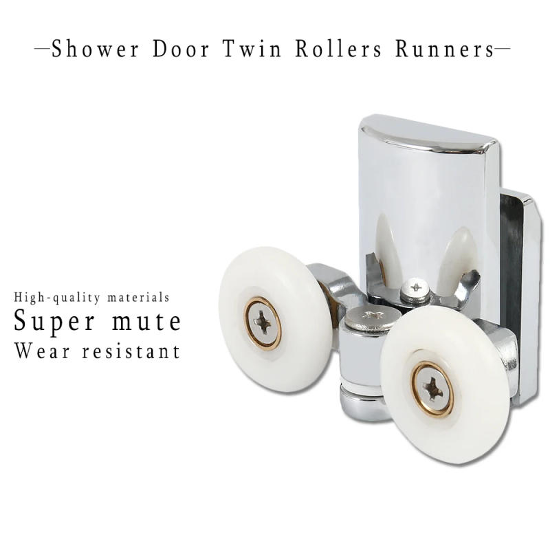 Description Picture 5 of itemSet of 4 Shower Door Rollers Twin Roller Runners Wheels Pulleys Zinc Alloy 23mm Wheel Diameter Top Bottom Bathroom Replacement