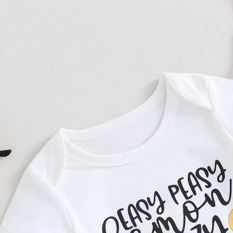 Description Picture 6 of itemBaby Girls Shorts Set Short Sleeve Letters Print Romper Lemon Print Shorts with Hairband Summer Outfit