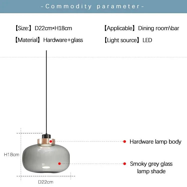 Description Picture 3 of itemNordic Style Glass LED Chandelier Minimalist Home Decoration Lamp for Bedroom Dining Room Hanging Pendant Light Ceiling Fixture