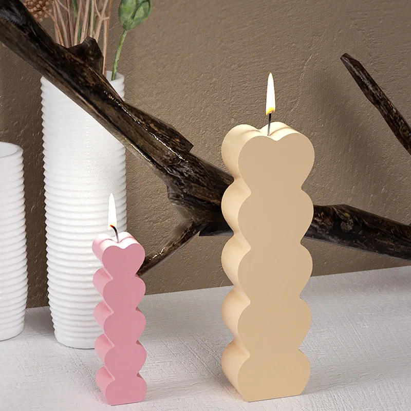 Description Picture 6 of itemStacking Heart Candle Silicone Mould Home Decor Ornament Handmade Soap Candle Cake Chocolate Making Molds