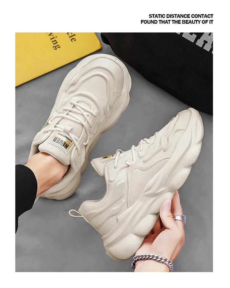 Description Picture 5 of itemNew Versatile Men's Shoes Spring Leisure Running Sneakers Breathable Men's Lightweight Thick Sole Increase Trendy Clunky Sneaker