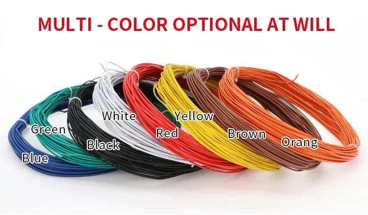 Description Picture 5 of item5/10/20M UL1007 Single Core Copper Wire 26 24 22 20 18 16 14 AWG PVC Insulation Solid Tinned Plating Line Electric Cable Line